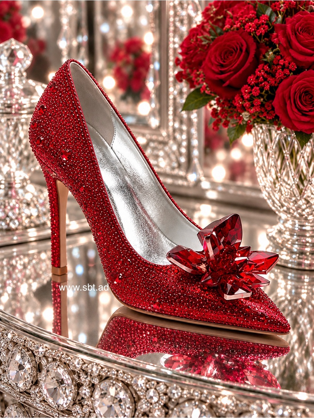 NEW Cinderella Shoes Sparkling Bling Swarovski Crystal Wedding Heels Pumps +Gift - Picture 11 of 12